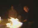 Leo touching flames